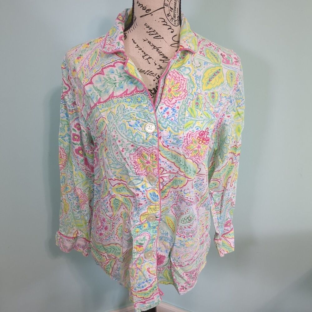 LAUREN RALPH LAUREN PRETTY FLORAL PRINT SLEEP SHIRT large Paisley
